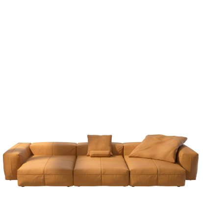 Vetsak Sofa Set 5, Leather - Brown, With cushions