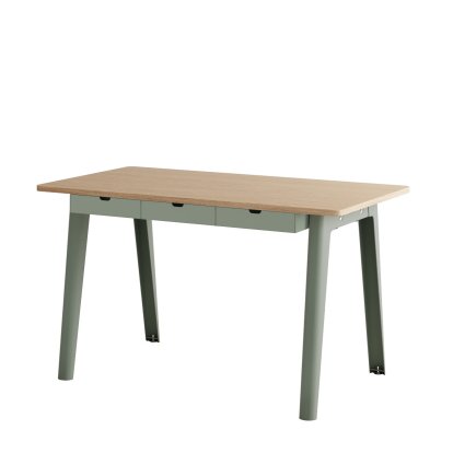 New Modern Desk, Metal/wood, 130 x 70 cm, With storage module, Eucalyptus grey