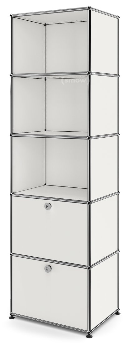 USM Haller Bookcase 50, With 2 drop-down doors, Pure white RAL 9010