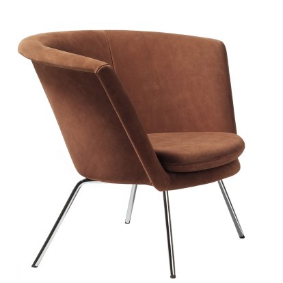 H57 Armchair, Chrome-plated, Suede leather, Brown