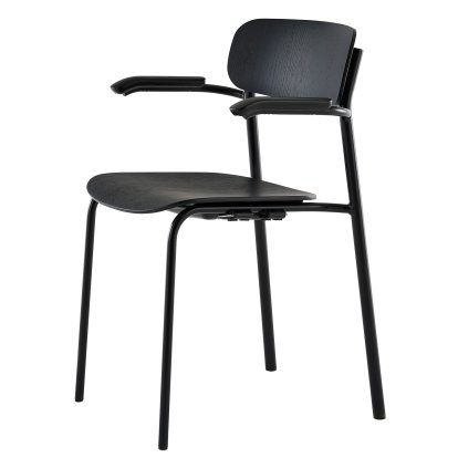 S 243 F Armchair, Deep Black (RAL 9005), Oak stained black (TP 29)