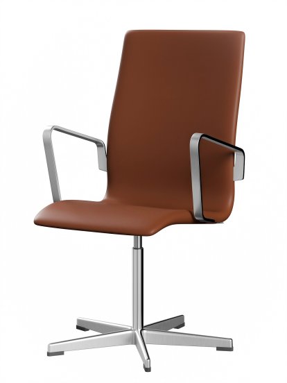 Oxford Office Swivel Chair, With armrests, Middle-high back, Fixed base, Soft leather, Cognac