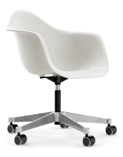 Eames Plastic Armchair PACC, White RE, Without upholstery, Without upholstery