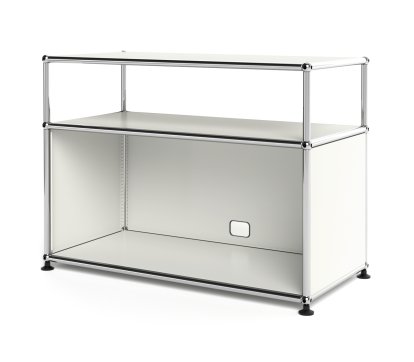 USM Haller Lowboard M with Extension, Customisable, Pure white RAL 9010, With drop-down door, With cable entry hole bottom centre