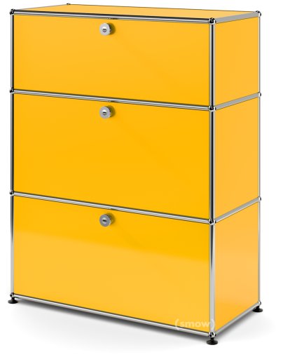 USM Haller Storage Unit with 3 Drawers, H 95 + 4 x W 75 x D 35 cm, Golden yellow RAL 1004
