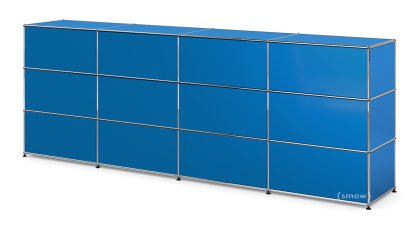 USM Haller Counter Type 1, Gentian blue RAL 5010, 300 cm (4 elements), 50 cm