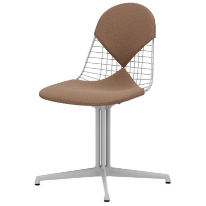 Wire Chair DKL, Coated white, Seat and backrest cushion (Bikini), Cognac / ivory