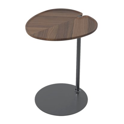 Leaf-1 Side Table, Oval, Brass, coloured black, Walnut natural oiled