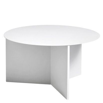 Slit Side Table Steel, H 35,5 x Ø 65 cm, White powder coated