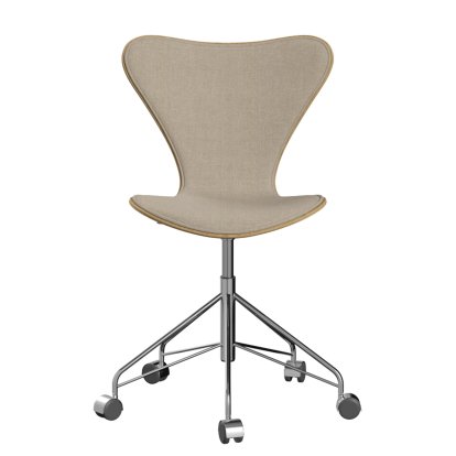 Series 7 Swivel Chair 3117 / 3217 Front Upholstery, Without armrests, Clear varnished wood, Clear varnished oak, 200 - Sand, Chrome