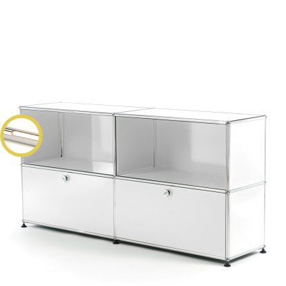 USM Haller E Sideboard L with Compartment Lighting, Pure white RAL 9010, Warm white