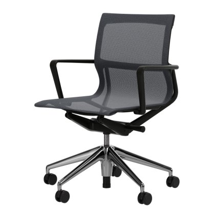 Physix, TrioKnit pebble grey, Deep black / Aluminium, polished , Hard castors for carpets