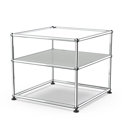 USM Haller side table Type 2, Glass, Light grey RAL 7035