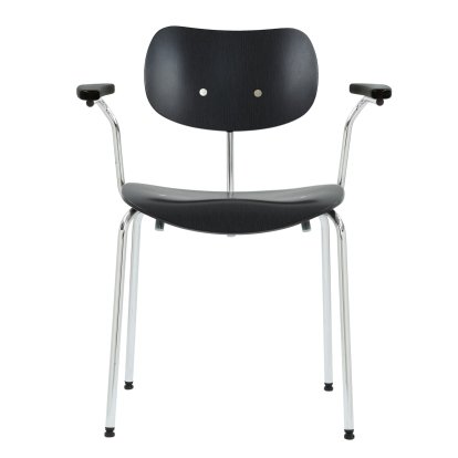 SE 68 Chair, Stackable, Without upholstery, Chrome-plated, With armrests, Beech, black stained