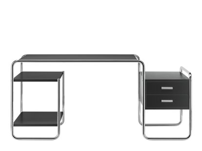 S 285 Desk, Stained ash - black, 1 small drawer unit/2 shelves