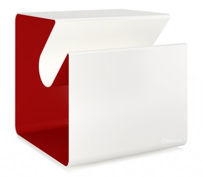 V44 Side Table, Pure white (RAL 9010) - Ruby red (RAL 3003), Glides
