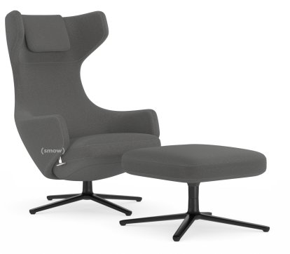 Grand Repos Lounge Chair, Chair Grand Repos & Ottoman, Fabric Cosy 2 Classic Grey, 45 cm, Basic dark