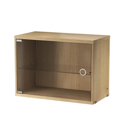String System Cabinet Element with Swing Glass Door, Oak veneer