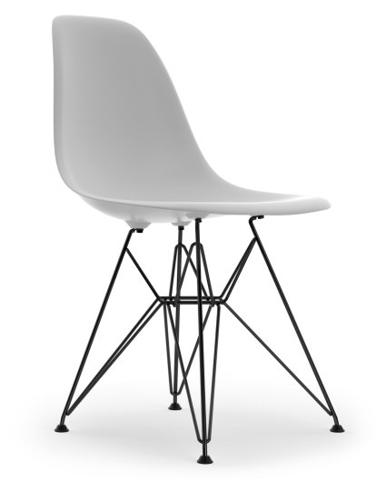 Eames Plastic Side Chair RE DSR, Cotton white, Without upholstery, Without upholstery, Standard version - 43 cm, Coated basic dark