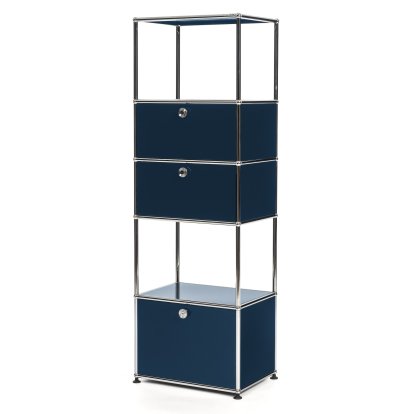 USM Haller living room shelf M type 2, Steel blue RAL 5011, With 3 drop-down doors