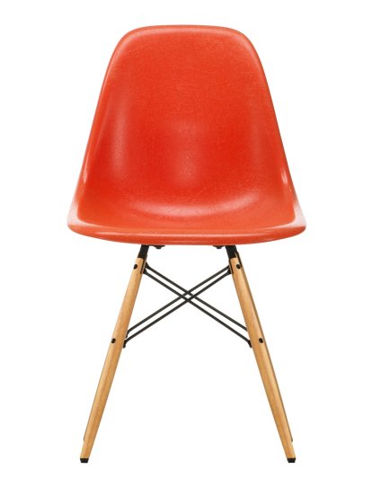 Eames Fiberglass Chair DSW, Eames red orange, Ash honey tone