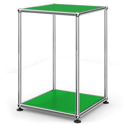 USM Haller Side Table 35 High, Both panels metal, USM green