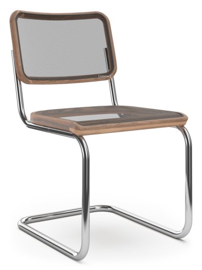 S 32 N Pure Materials Cantilever Chair, Oiled Walnut, Chrome-plated, Black plastic glides with felt