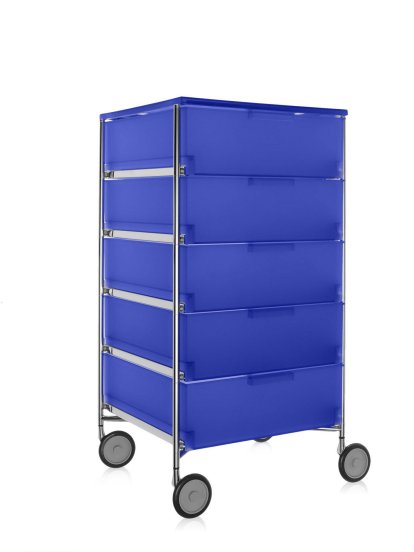 Mobil Container, 5 Drawers - No Compartments, Opal, Cobalt blue