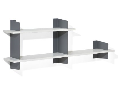 Wall Shelf Atelier, MDF melamine white, Basalt grey, Version 3, 1x 100 + 1x 160 cm
