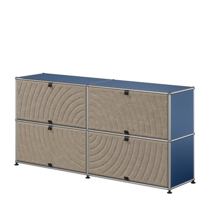 USM Haller Sideboard L with four USM Haller Soft Panels, round, Steel blue RAL 5011, Taupe