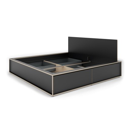 Spaze Bed, 200 x 200, With headboard, 2, CPL matt black