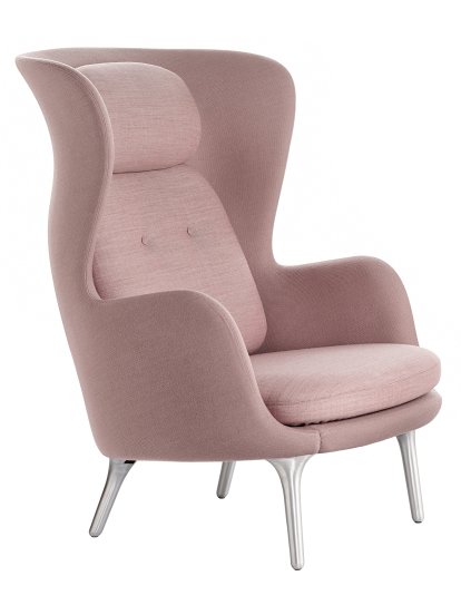 Ro Lounge Chair, Light pink, Without footstool