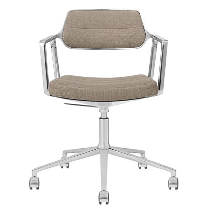 Swivel 453+ Chair, Polished, Wheeled based, wool linen mix dark sand