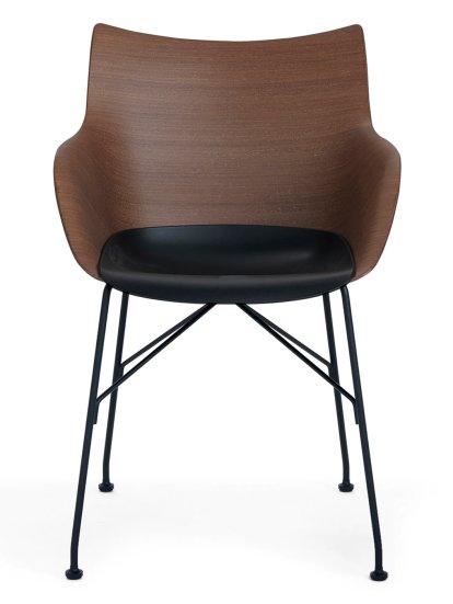 Q/Wood Armchair, Dark beech / dark seat, Lacquered black