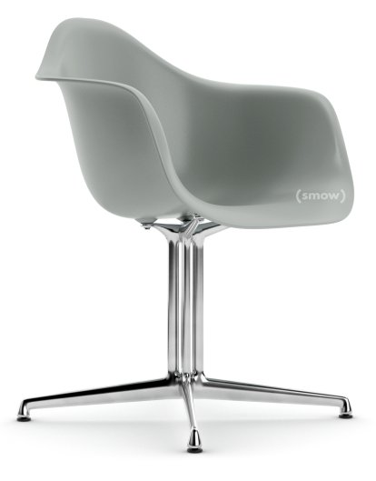 Eames Plastic Armchair RE DAL, Light grey, Without upholstery, Without upholstery, Aluminium polished, New seat height (43,0 cm)