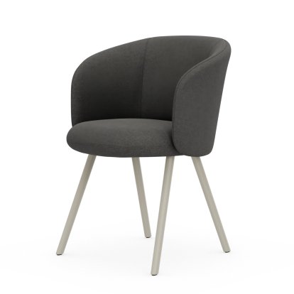 Mikado Armchair, Aluminium powder coated chalk, Dumet, Fabric Dumet sierra grey melange, Felt pads for hard floor surfaces
