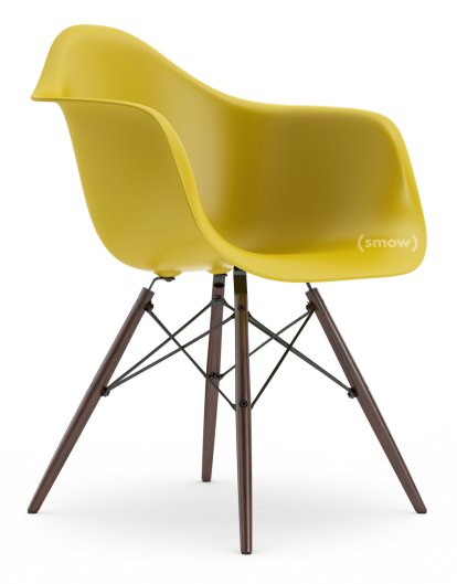 Eames Plastic Armchair RE DAW, Mustard, Without upholstery, Without upholstery, Standard version - 43 cm, Dark maple