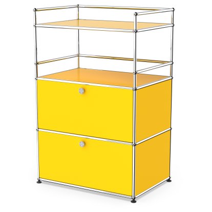 USM Haller bar highboard, Golden yellow RAL 1004, With 2 drop-down doors
