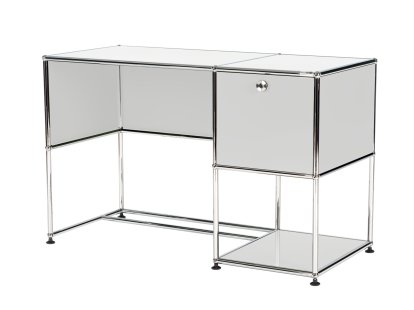USM Haller Home Office Desk, Light grey RAL 7035, With cable entry hole