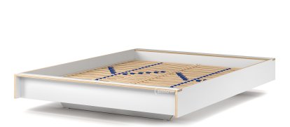 Flai Bed, 160 x 200, Without headboard, CPL white, With slatted frame