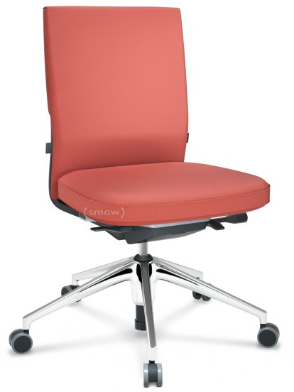 ID Soft, FlowMotion-with tilt mechanism, with seat depth adjustment, Without armrests, 5 star foot, polished aluminium, Basic dark, Silk mesh seat and back, Brick, Hard castors for carpets