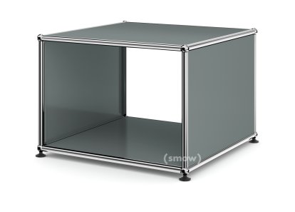 USM Haller Side Table with Side Panels, 50 cm, without interior glass panel, Mid grey RAL 7005
