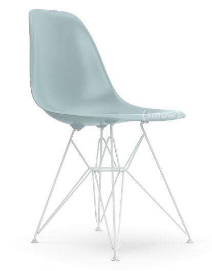 Eames Plastic Side Chair RE DSR, Ice grey, Without upholstery, Without upholstery, Standard version - 43 cm, Coated white