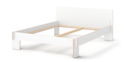 Siebenschläfer Bed, 160 x 200 cm, With headboard, White, Without slatted base