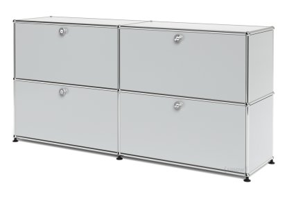 USM Haller Sideboard L, Customisable, Light grey RAL 7035, With 2 drop-down doors, With 2 drop-down doors