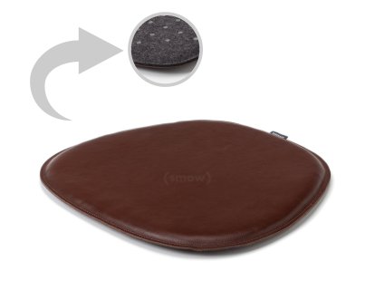 Leather Seat Pad for Eames Side Chairs , Front leather / back felt, Cognac