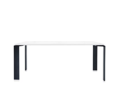 Four Table, L 190 x W 79 cm, Soft Touch white, Lacquered black