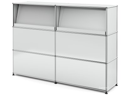 USM Haller Counter Type 2 (with Angled Shelves), Light grey RAL 7035, 150 cm (2 elements), 35 cm
