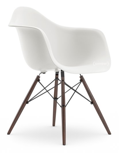 Eames Plastic Armchair RE DAW, White non-RE, Without upholstery, Without upholstery, Standard version - 43 cm, Dark maple