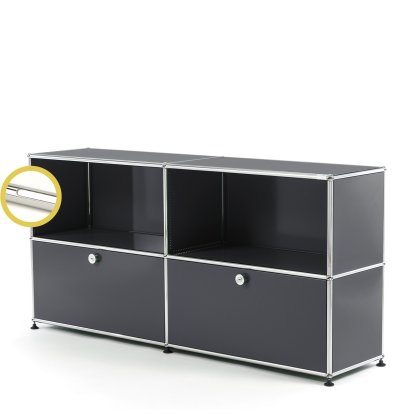 USM Haller E Sideboard L with Compartment Lighting, Anthracite RAL 7016, Cool white